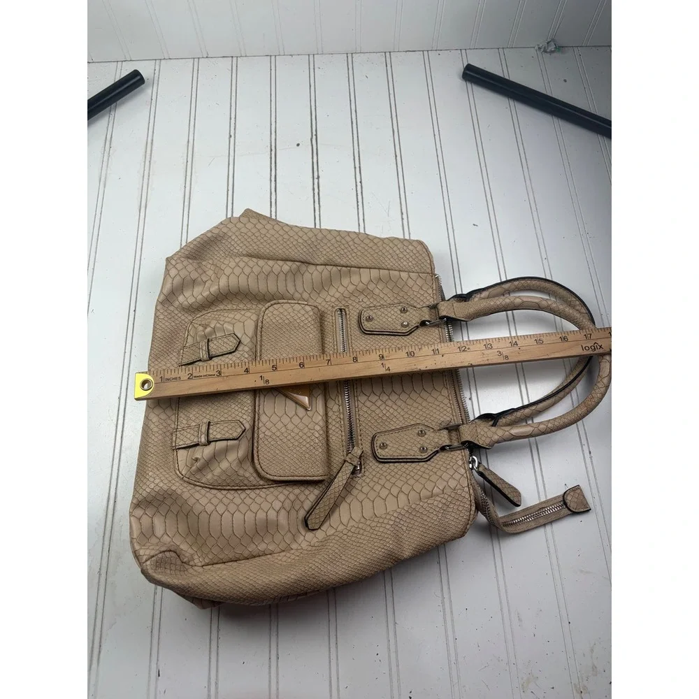 Guess Vintage Y2K Beige Snakeskin Embossed Satchel Shoulder Bag Purse